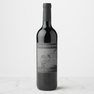 Custom Black Sleek Wedding Celebration Weinlabel Weinetikett
