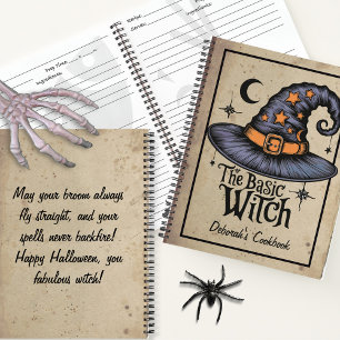 Custom Black Spooky Fright Script Halloween Hexe Notizbuch