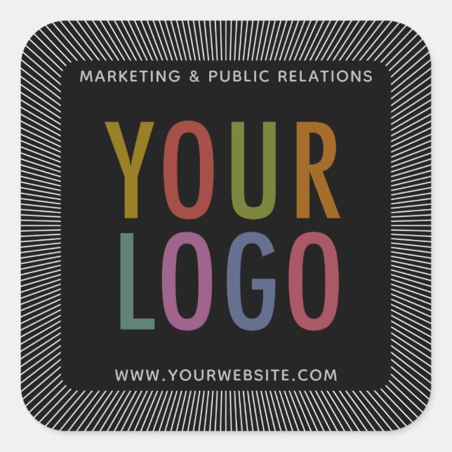 Custom Black Square Stickers mit Firmenlogo (Vorderseite)