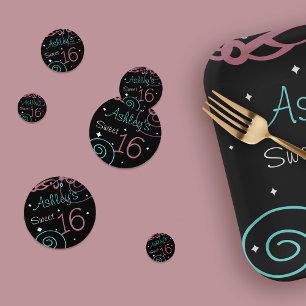 Custom Black Sweet 16 Geburtstag Konfetti