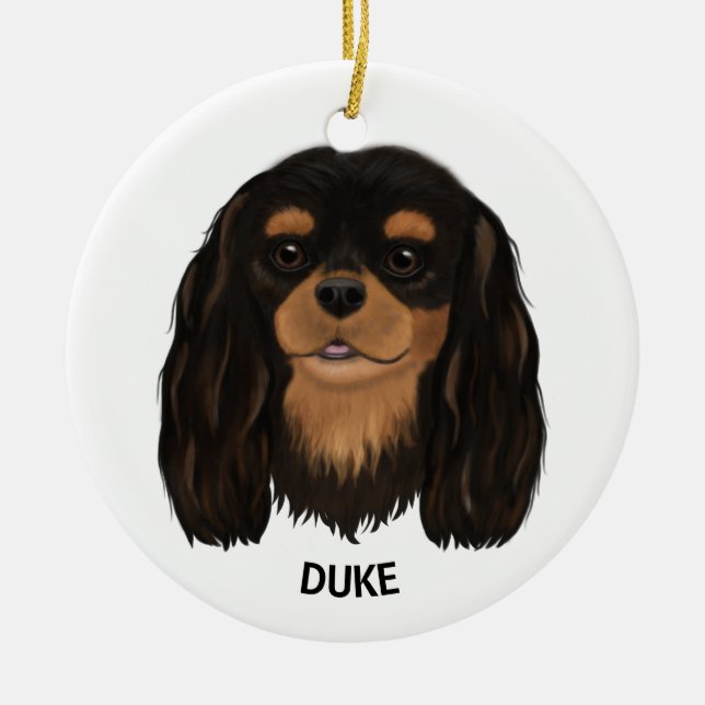 Custom Black und Tan Cavalier King Spaniel Keramik Ornament (Vorne)