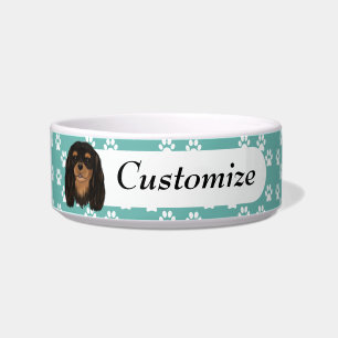 Custom Black und Tan Cavalier Spaniel Napf