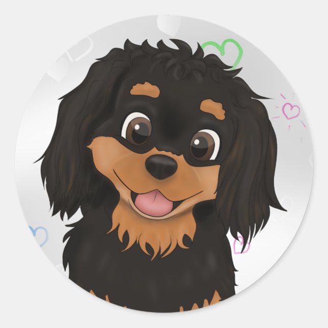 Custom Black und Tan Cavalier Spaniel   Runder Aufkleber (Vorderseite)