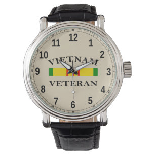 Custom Black Vintag Leather (Vietnam Veteran) Armbanduhr