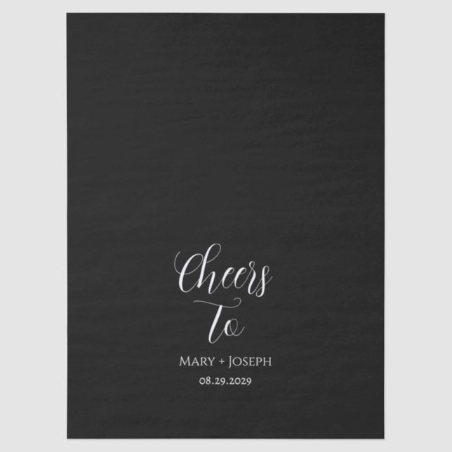 Custom Black Wedding Tissue Paper mit weißem Text Seidenpapier (Vorderseite)