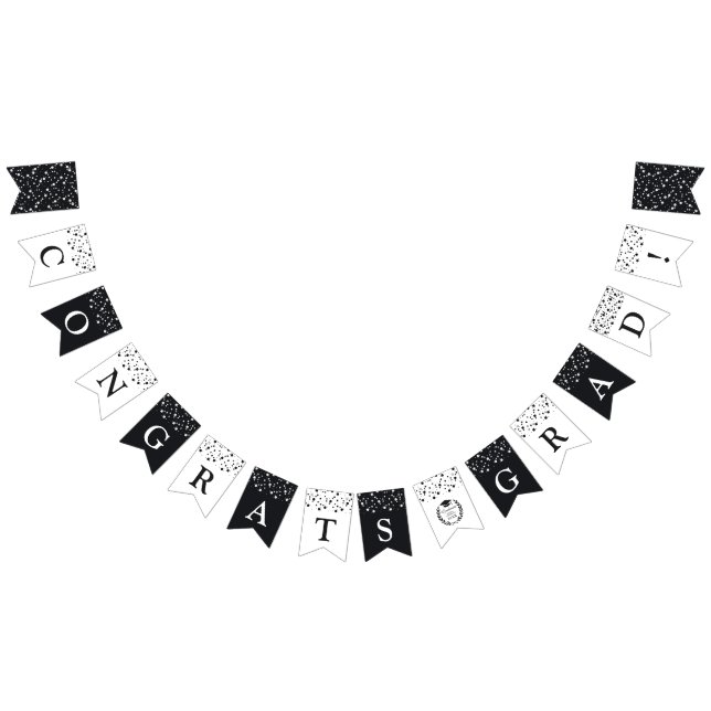 Custom Black & White Laurel Wreath Abschluss Wimpelkette (Alle)