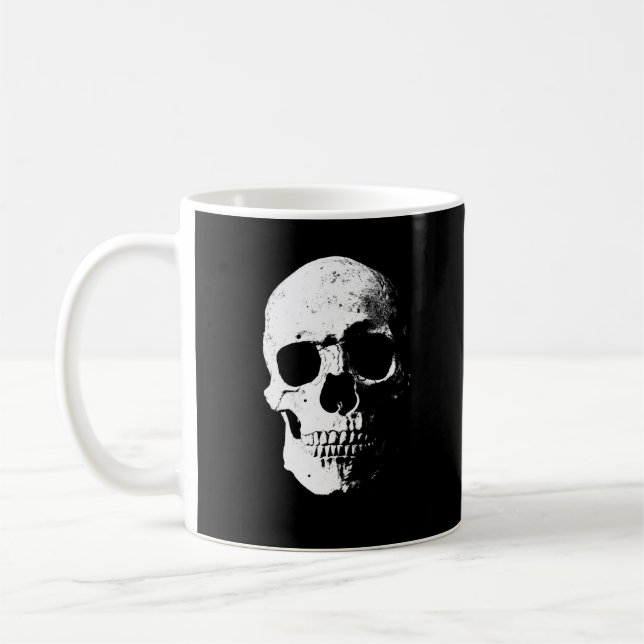 Custom Black & White Pop Art Halloween-Party Skull Kaffeetasse (Links)