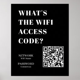 Custom Black WiFi QR | Network Password Display Poster