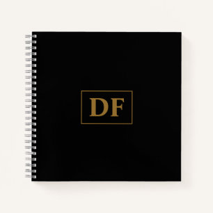 Custom Black with Gold Initials Notebook Notizbuch