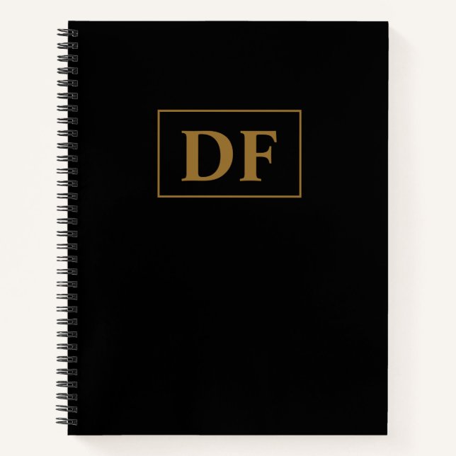 Custom Black with Gold Initials Notebook Notizbuch (Vorderseite)
