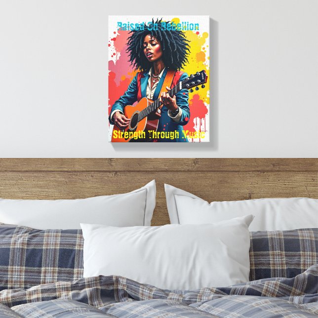 Custom Black Woman Gitarrist Art Inspiration Leinwanddruck (Insitu (Schlafzimmer))