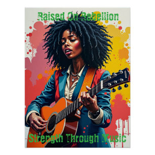 Custom Black Woman Gitarrist Art Inspiration Poster