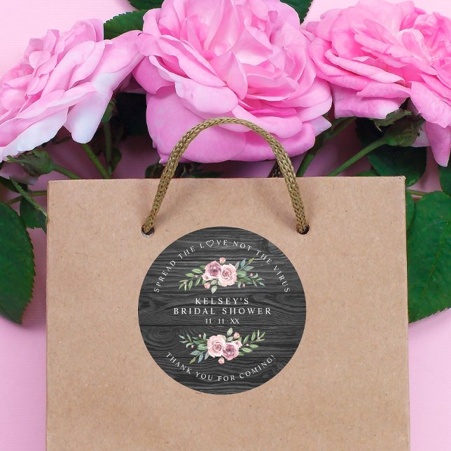 Custom Black Wood Garland Brautparty Sanitizer Runder Aufkleber (Von Creator hochgeladen)