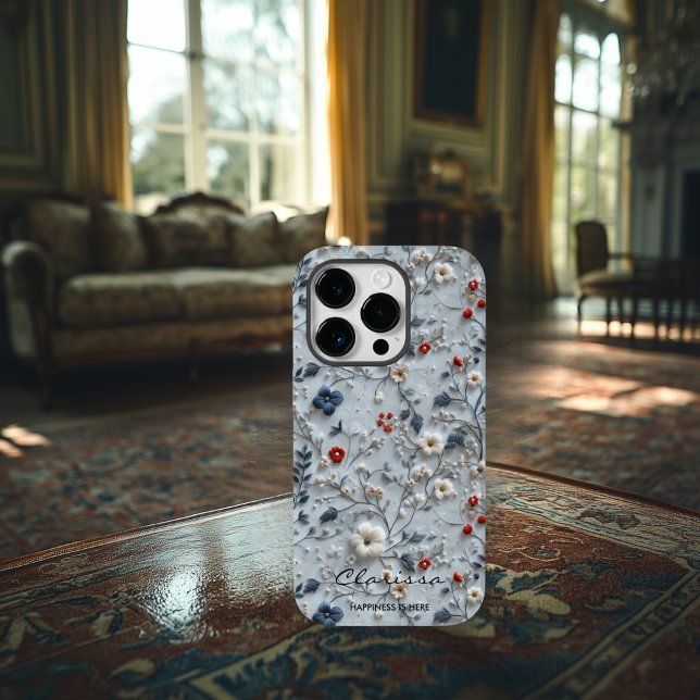 Custom Blau und Rot bestickt mit Zitat Case-Mate iPhone Hülle (Von Creator hochgeladen)