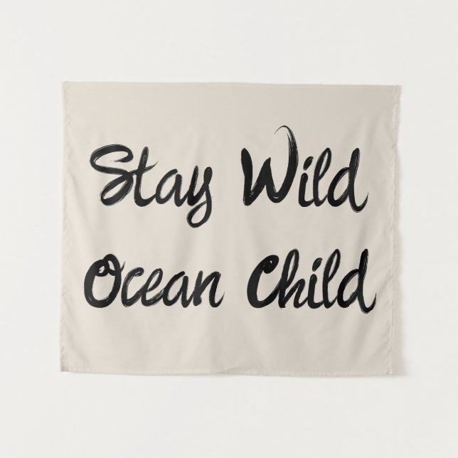 Custom Bleibe Wild Ocean Child Kinderzimmer Boho K Wandteppich (Vorderseite (Horizontal))