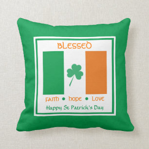 Custom BLESSESED Irish Flag St Patricks Day Kissen