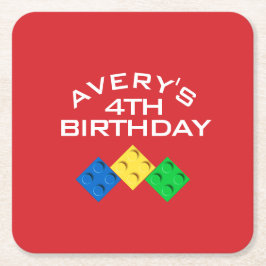 Custom BLOCK PARTY Colorful Bricks Thank You Rechteckiger Pappuntersetzer