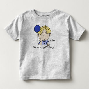 Custom Blond Boy mit Ballon Geburtstag T - Shirt