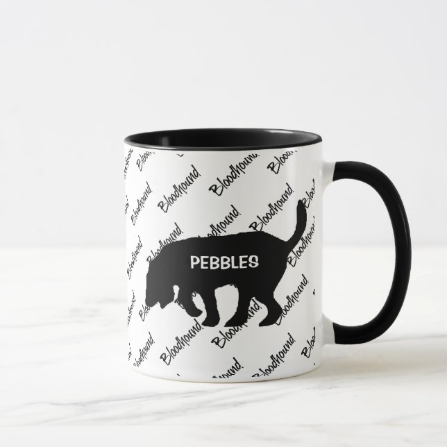 CUSTOM Bloodhound Hund Silhouette Tasse (Rechts)