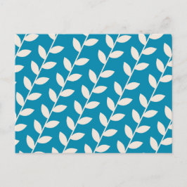 Custom Blue 70er Retro Leaf Muster Feiertagspostkarte