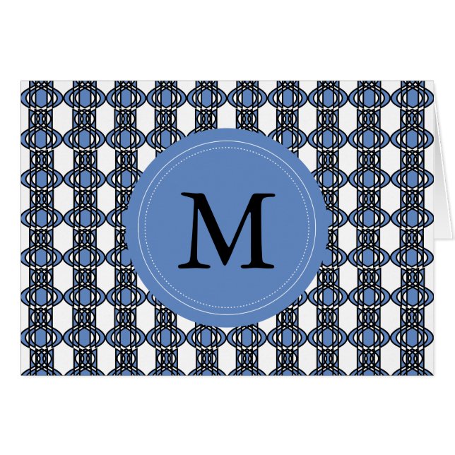 Custom Blue Abstrakt Scarab Muster Monogram (Vorderseite (Horizontal))