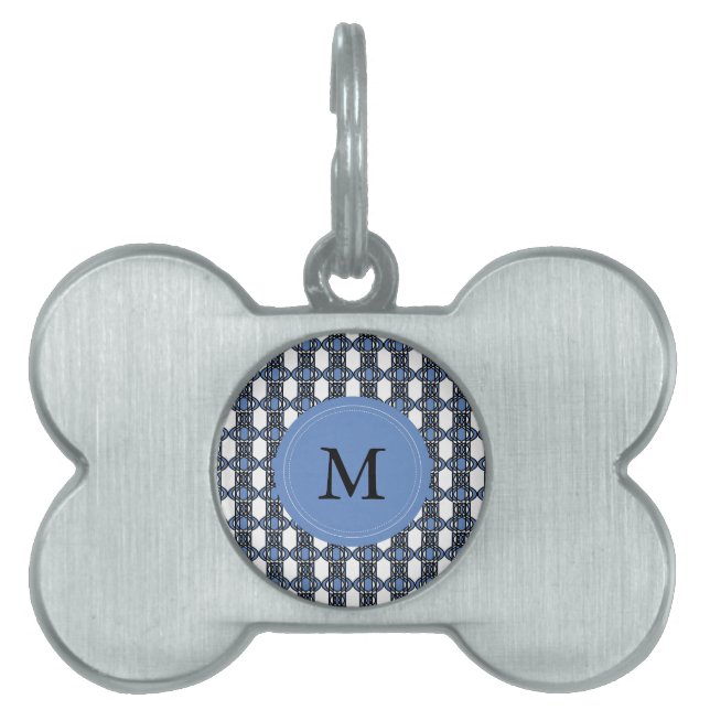 Custom Blue Abstrakt Scarab Muster Monogram Tiermarke (Vorderseite)