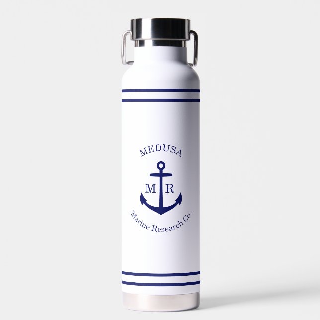 Custom Blue Anchor Emblem Trinkflasche (Vorne)