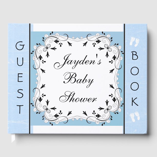 Custom Blue and Black Baby Showbook Gästebuch (Vorderseite)