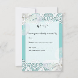 Custom Blue and Lace UAWG Wedding RSVP Karte