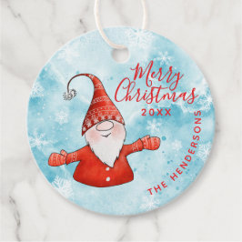 Custom Blue and Red Niedlich Gnome Frohe Weihnacht Geschenkanhänger