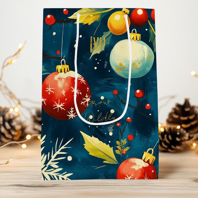 Custom Blue and Red Ornament Holiday Geschenktasch Geschenktüte Für Weinflaschen (Von Creator hochgeladen)