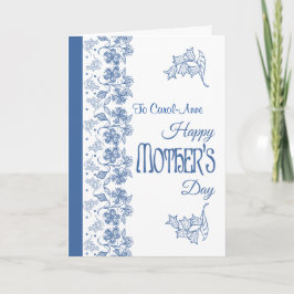 Custom Blue and White Floral Mother Day Card Karte