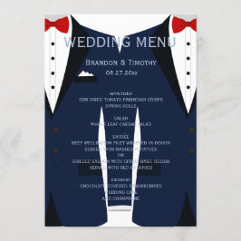 Custom Blue and White Gay Wedding Menu Card Menükarte