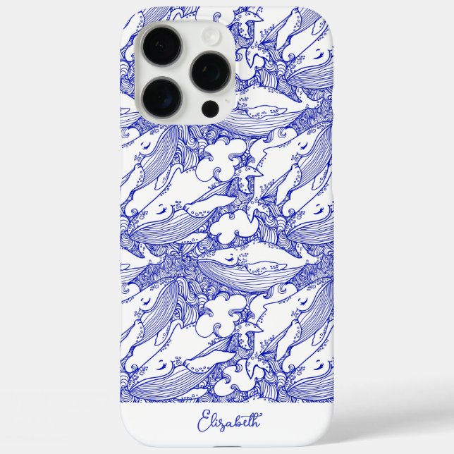 Custom Blue and White Humpback Whale Case-Mate iPhone Hülle (Rückseite)