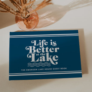 Custom Blue and White Life is Better am Lake Gästebuch