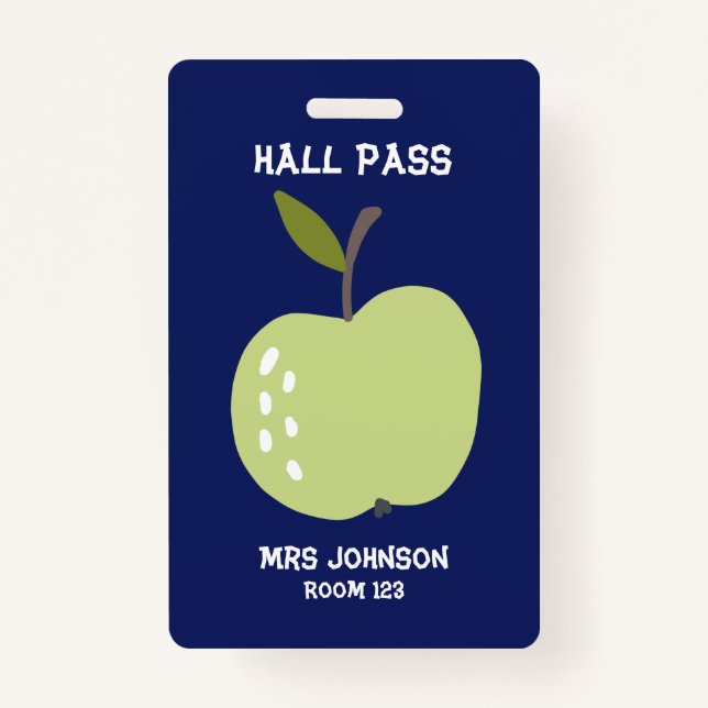Custom Blue Apple Hall Pass Ausweis (Vorderseite)