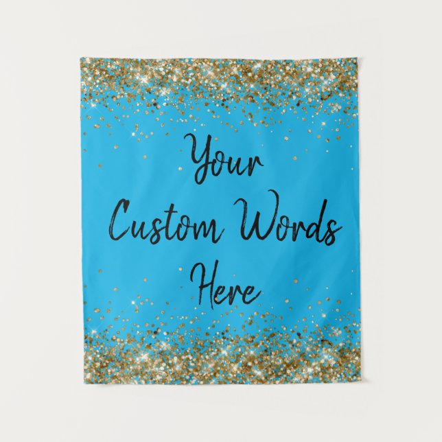 Custom Blue Background Birthday Party Foto Stand Wandteppich (Vorderseite)