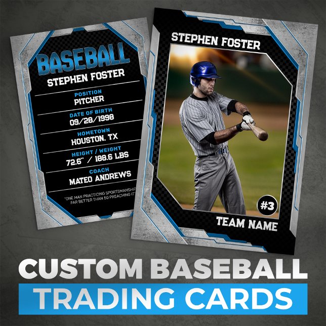 Custom Blue Baseball Trading Card Baseball Player Telefonnummerkarte (Von Creator hochgeladen)