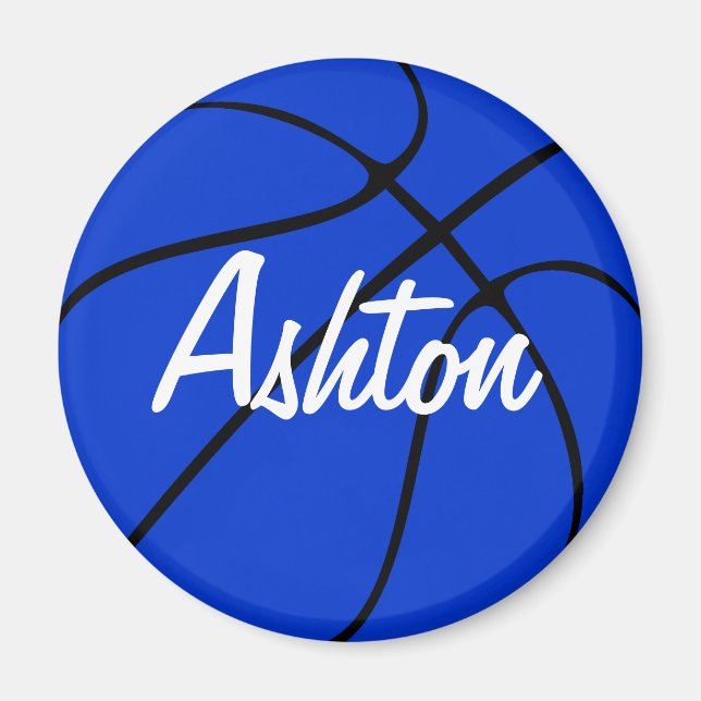 Custom Blue Basketball Round Kühlschrankmagnet Magnet (Vorne)