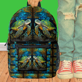 Custom Blue Beach Life Sea Turtle Bedruckter Rucksack