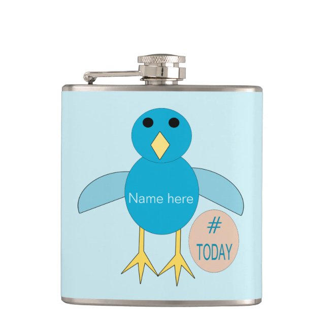 Custom Blue Birthday Boy Chick Hip Flask Flachmann (Vorderseite)