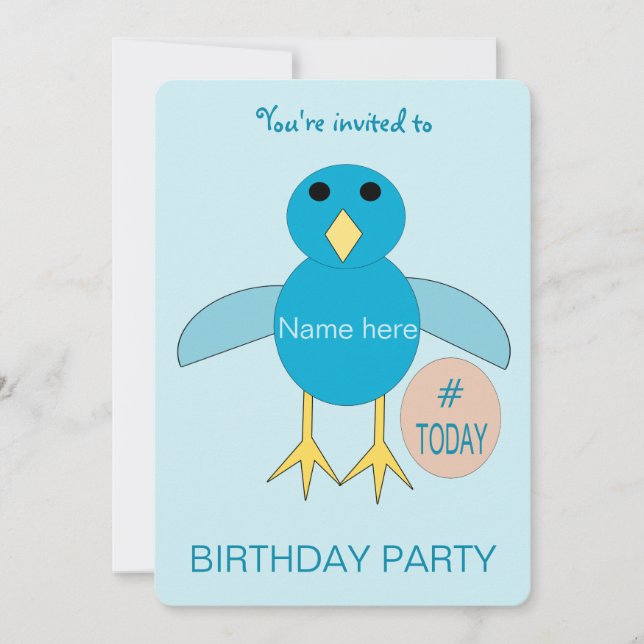 Custom Blue Birthday Boy Chick Party Einladung (Vorderseite)