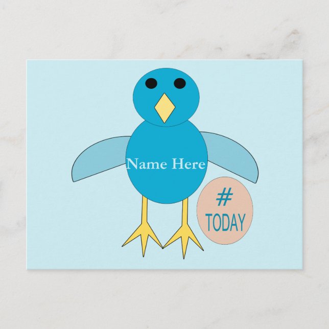 Custom Blue Birthday Boy Chick Postcard Postkarte (Vorderseite)