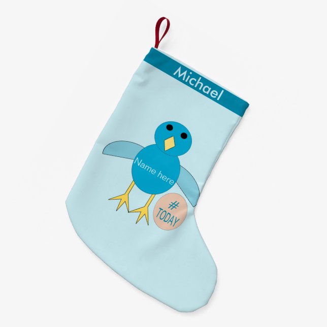 Custom Blue Birthday Boy Chick Strumpf Kleiner Weihnachtsstrumpf (Vorderansicht (hängend))