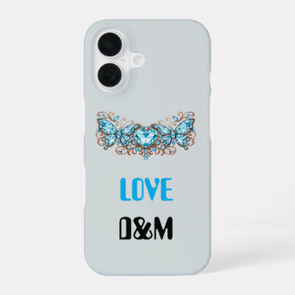Custom Blue Butterflies Love Valentine Day Gift iPhone 16 Hülle