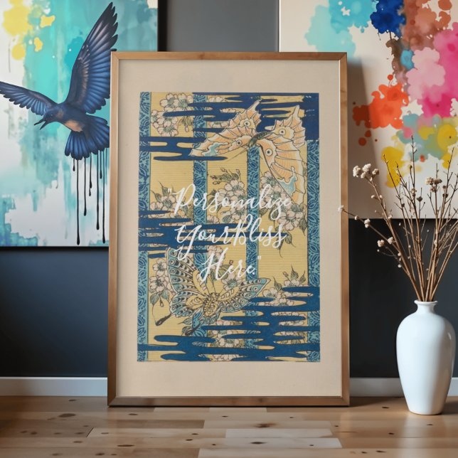CUSTOM Blue Butterfly & Cloud Pattern Art Poster (Von Creator hochgeladen)