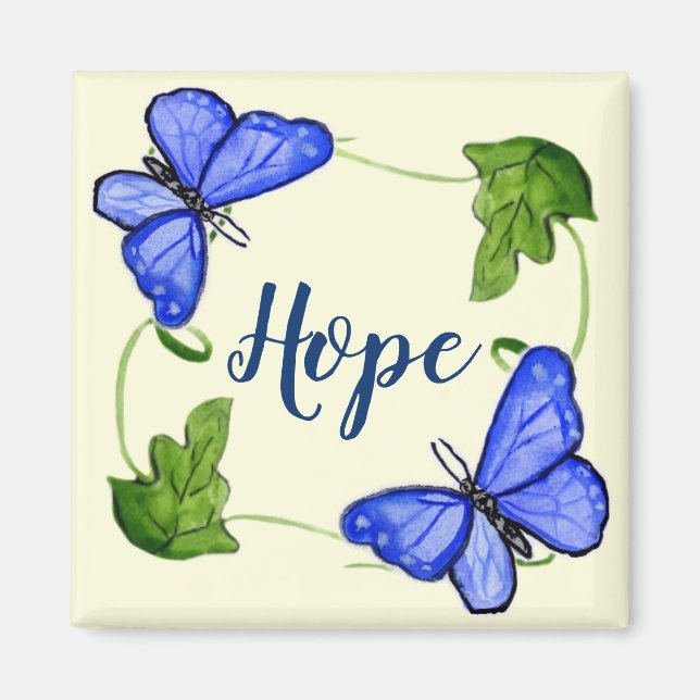 Custom Blue Butterfly mit Reben Magnet (Vorne)