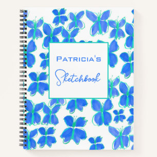 Custom Blue Butterfly Sketchbook Notizbuch