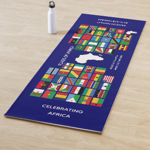 Custom Blue CELEBRATING FLAGS OF AFRICA Yogamatte