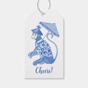 Custom Blue Chinoiserie Monkey Geschenkanhänger